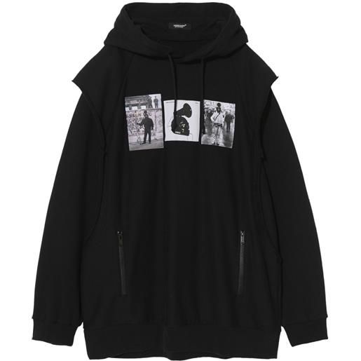 Undercover felpa con stampa e cappuccio - black