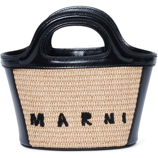 Marni Kids borsa a secchiello tropicalia con ricamo - toni neutri