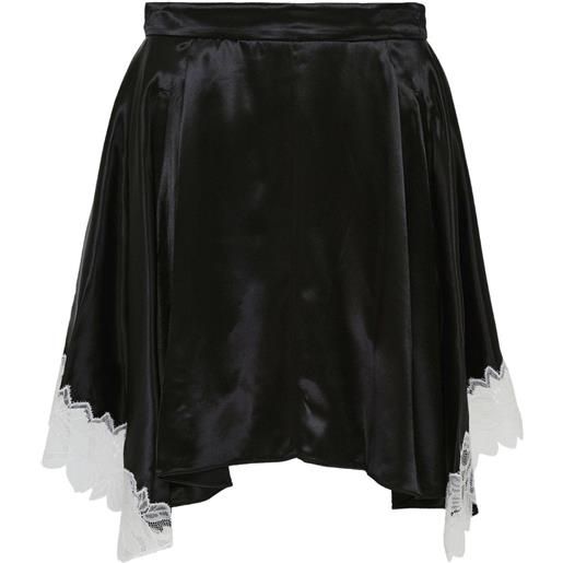 3.1 Phillip Lim minigonna in raso con finitura in pizzo - nero