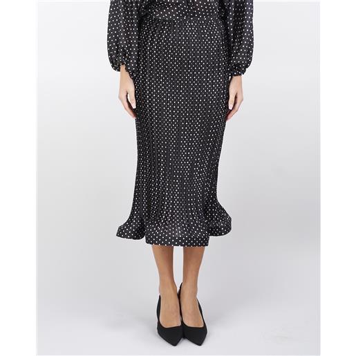 SIMONA CORSELLINI gonna svasata in plissè stampa pois