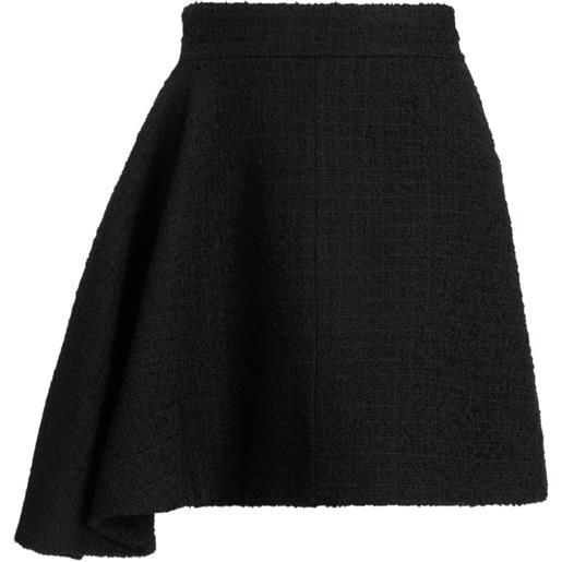 Patou minigonna asimmetrica in tweed - nero