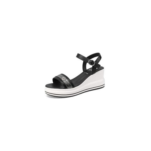 QUEEN HELENA zeppe sandali alti donna x30-208 (nero, sistema taglie calzature eu, adulto, donna, numero, media, 36)