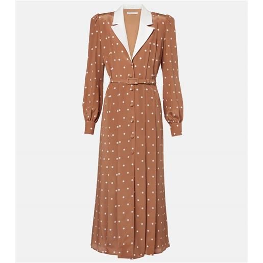 Alessandra Rich abito chemisier in raso di seta a pois