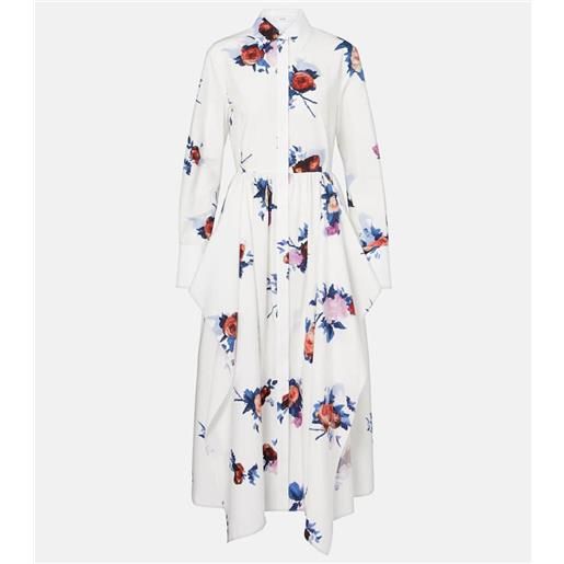 Erdem abito chemisier in popeline di cotone con stampa floreale