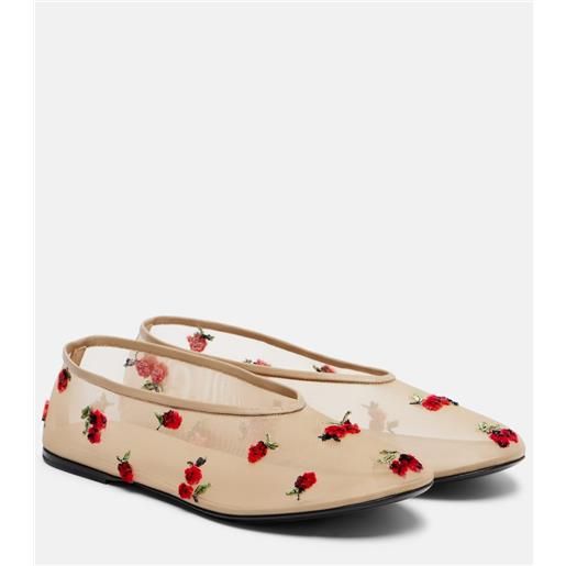 Khaite ballerine marcy in mesh con ricamo
