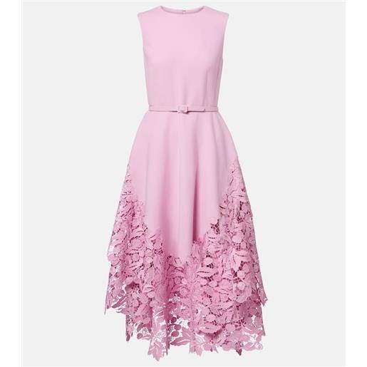 Oscar de la Renta abito midi in misto lana e pizzo
