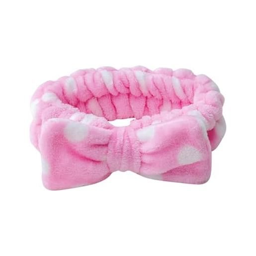 SHTGOI 1 fascia per capelli bowknot coral fleece make up fasce elastiche a tesa larga, asciugamano spa, fascia per capelli, cosmetici, bagno, doccia, fascia per capelli per donne e ragazze, a pois