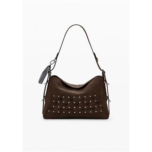 Desigual borsa a mano media con patch e borchie