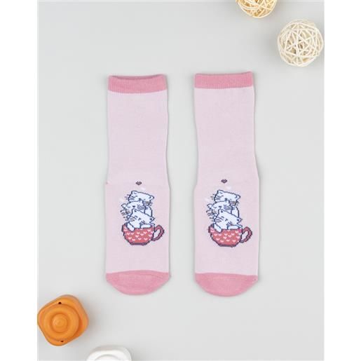Prénatal antiscivolo bimba rosa gatti