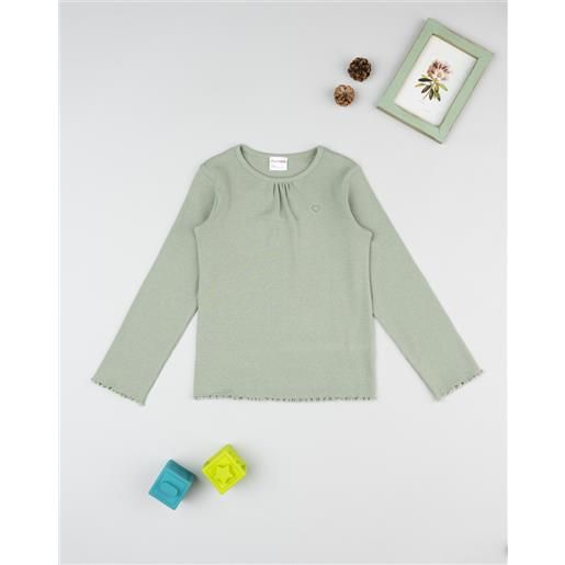 Prénatal t-shirt bimba verde cuoricino