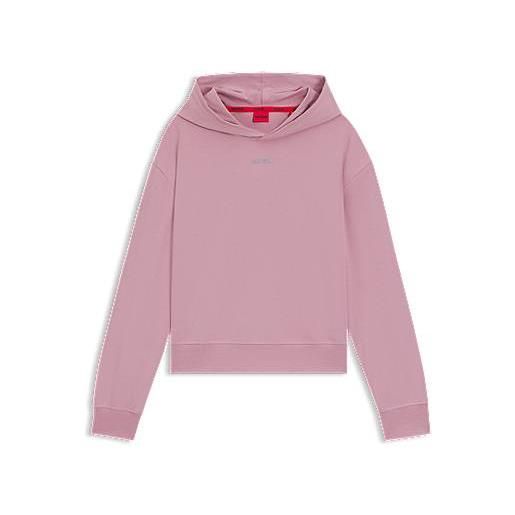 HUGO felpa con cappuccio relaxed fit in jersey elasticizzato con logo stampato, rosa chiaro