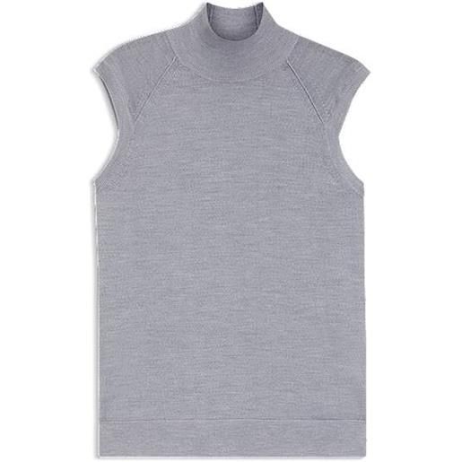 BOSS maglia a collo alto in lana merino, grigio chiaro