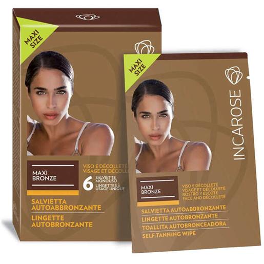 Incarose - maxi bronze 6 salviette autoabbronzanti - abbronzatura naturale e uniforme