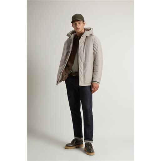 Woolrich uomo parka corto in misto lana e seta grigio taglia xs