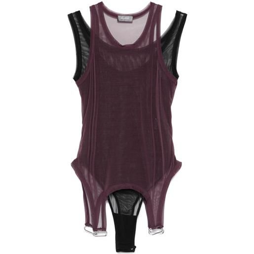 Mugler body in rete con design a strati - rosso