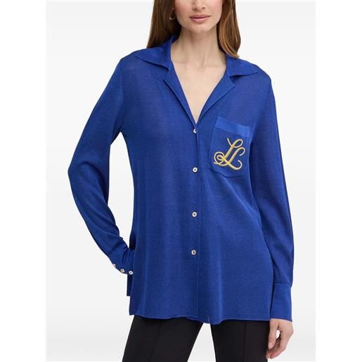 LUISA SPAGNOLI camicia ricamata con tasca - blu