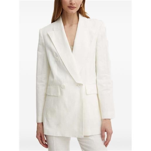 LUISA SPAGNOLI blazer doppiopetto in lino - bianco
