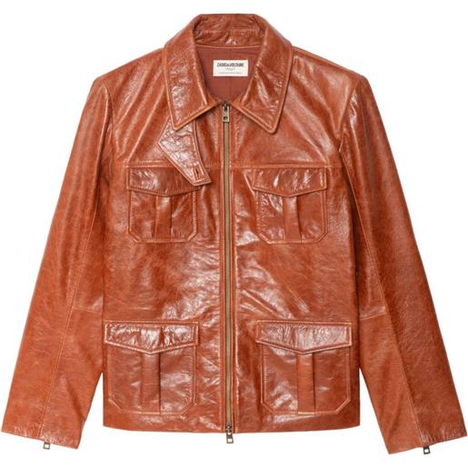 Zadig&Voltaire giacca in pelle con tasche - marrone
