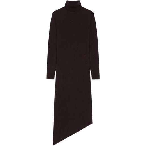 Courrèges abito asimmetrico a collo alto - marrone