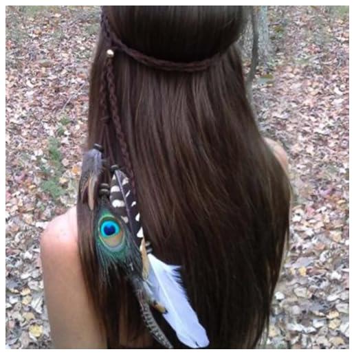 Yean fascia per capelli indiana con piume, stile bohémien, anni '20, accessori per capelli, copricapo per donne e ragazze