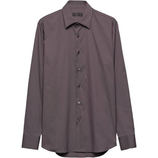 Prada camicia in cotone con colletto classico - grigio