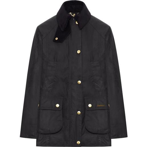 Barbour cappotto beadnell con collo a coste - nero