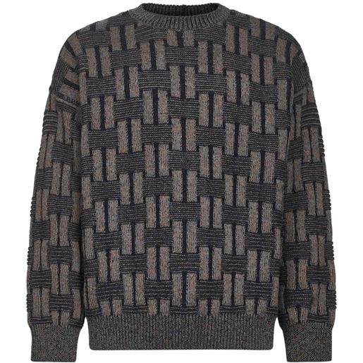 Giorgio Armani maglione girocollo con motivo geometrico - grigio