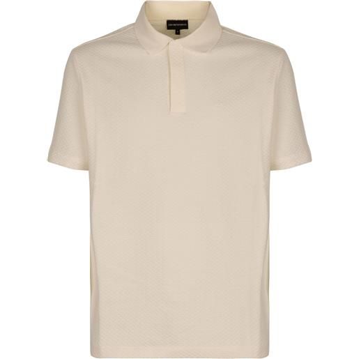 Emporio Armani polo in cotone con ricamo logo - toni neutri