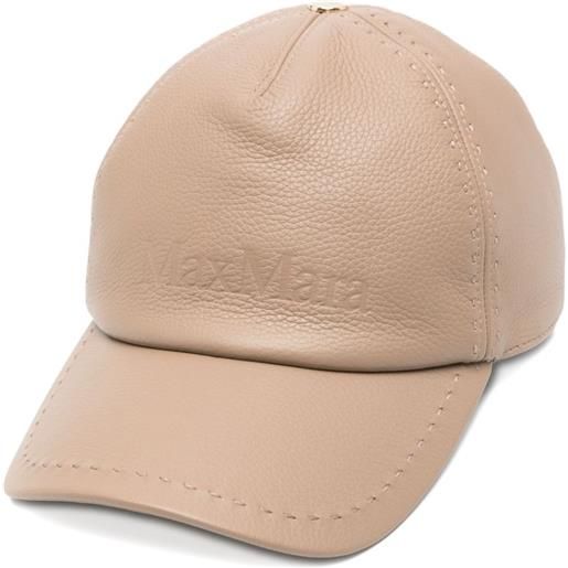 Max Mara cappello da baseball in pelle con logo goffrato - toni neutri