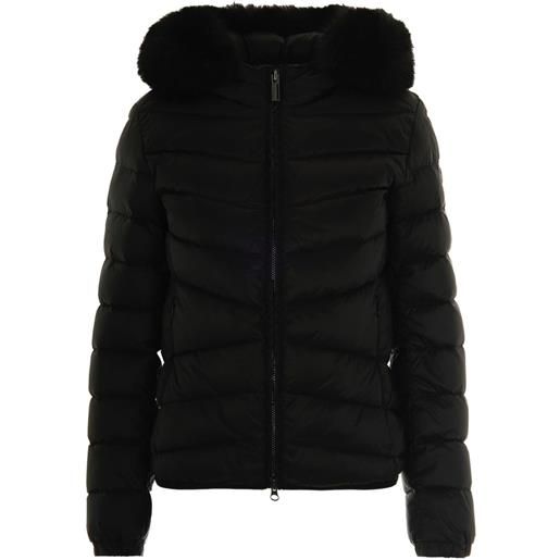 Colmar piumino trapuntato con rifiniture in pelliccia - nero