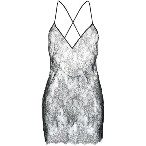 Maison Close abito corto rendez-vous in pizzo a fiori - nero