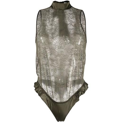 Body Odizli In Pizzo Da Donna - Elegante, Sexy, Maniche Lunghe E Scollo A V, Trasparente - Foto 8