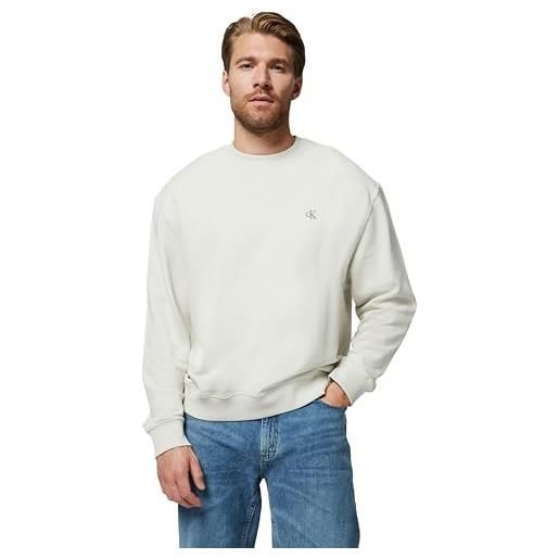 Calvin Klein ls eu 350terry monogram cn swtsh lv04rc296g felpe, bianco (gesso), l
