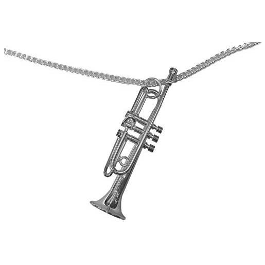 Miniblings catena a maglia d'argento - catena tromba tromba collana trombettista 60 cm + scatola d'argento - gioielli di moda a mano