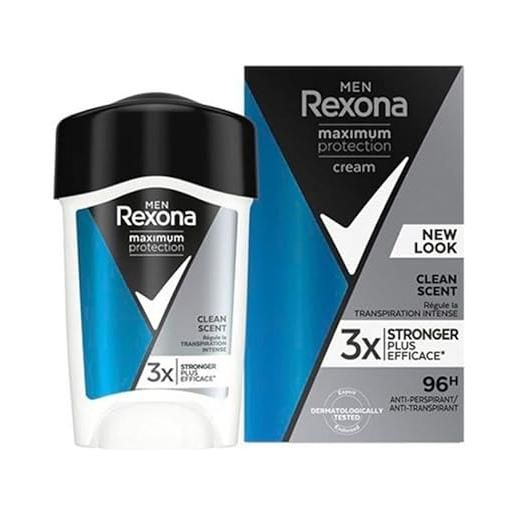 Rexona men - 6 deodorante crema da uomo, massima protezione, anti-perspirito, pulito, 45 ml