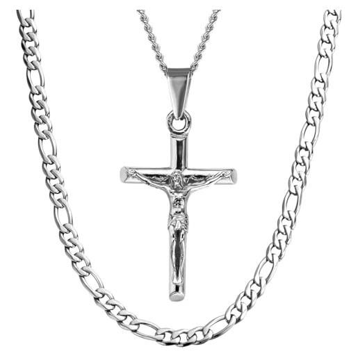 JO WISDOM Collana di Infinito Croce Argento 925 Donna,Ciondolo con Catena Crocifisso Celtico Zirconia cubica AAA
