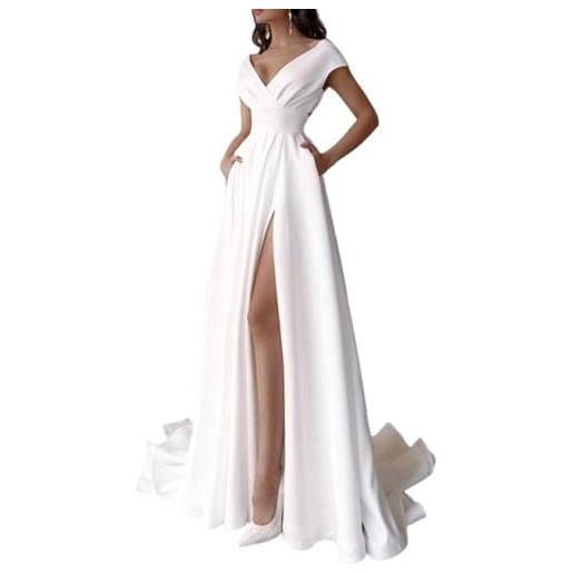 Gkaopi abito lungo donna sexy vestito da sera scollo a v e senza schienale sottile abito di alta con aberturas stile impero maxi abiti da sera con volant vestito partito banchetto