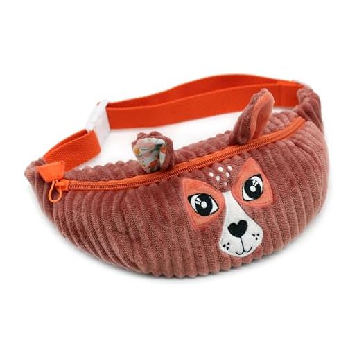 Les déglingos borsa banana bambino melimelos la porche in velluto a coste, 21 x 9 cm, terracotta, dai 3 anni