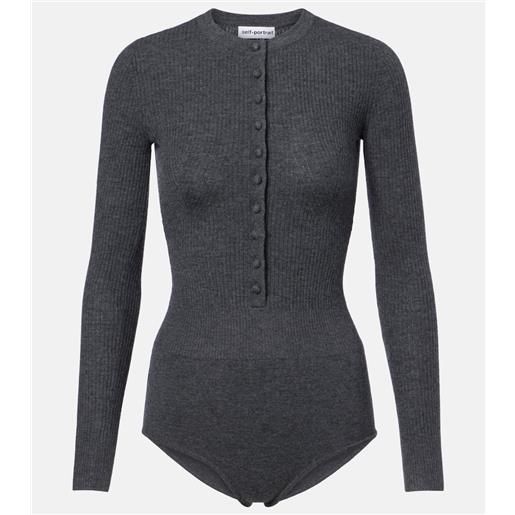 Self-Portrait body in maglia di lana a coste