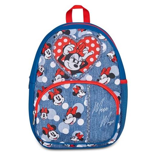 Seven zaino small minnie, denim, zaino mono scomparto con tasca per borraccia e tasca frontale, capienza 14 litri, per bambina, asilo