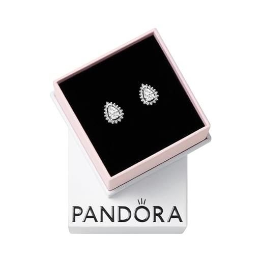 PANDORA timeless orecchini a bottone in argento sterling con zirconia cubica trasparente, borchie a goccia