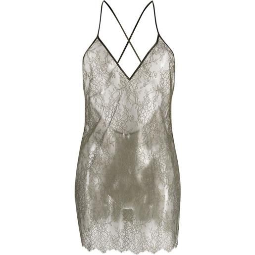 Maison Close abito semi trasparente con inserto in pizzo - verde