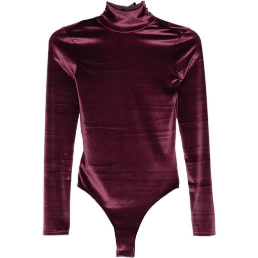 Mugler body a collo alto in velluto - rosso