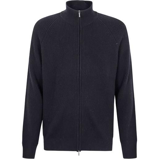 Barba cardigan a coste con zip - nero