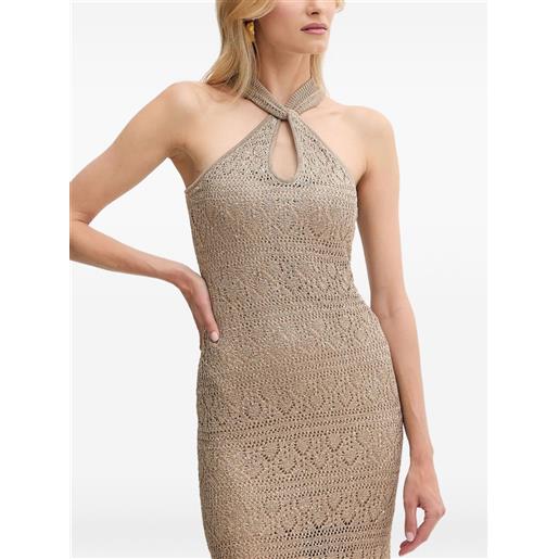 GUESS USA abito lungo con scollo all'americana - toni neutri