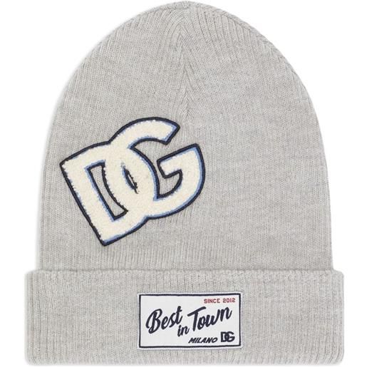 Dolce & Gabbana Kids berretto a coste con applicazione - grigio