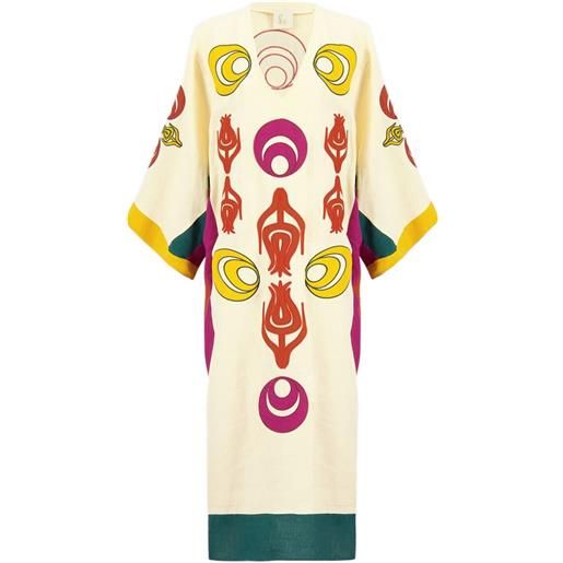 PAULA abito con design patchwork - toni neutri