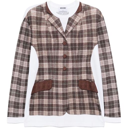 Moschino t-shirt a quadri - marrone