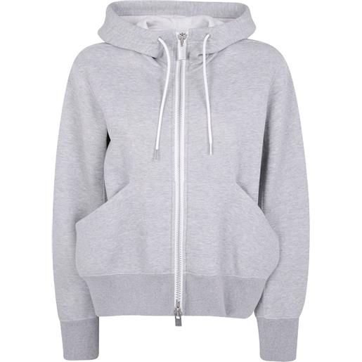 sacai felpa sponge con cappuccio - grigio