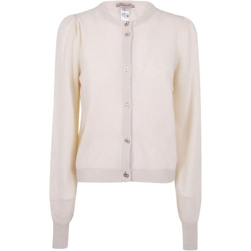 TWINSET cardigan con bottoni e maniche a palloncino - toni neutri